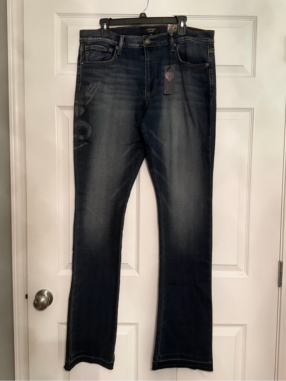 Ed Hardy Men’s Dark Wash Bootcut Jeans - Black Blue